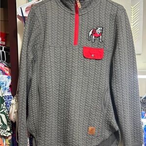Pressbox Gray Zip-Up Jacket with Red Pocket